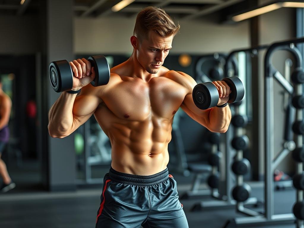 Atlet melakukan latihan hybrid dengan kombinasi angkat beban dan HIIT untuk strategi latihan pembentukan otot dan pembakaran lemak secara seimbang Atlet melakukan latihan hybrid dengan kombinasi angkat beban dan HIIT untuk strategi latihan pembentukan otot dan pembakaran lemak secara seimbang