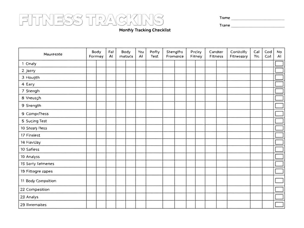 Checklist progres tracking bulanan untuk strategi latihan pembentukan otot dan pembakaran lemak Checklist progres tracking bulanan untuk strategi latihan pembentukan otot dan pembakaran lemak
