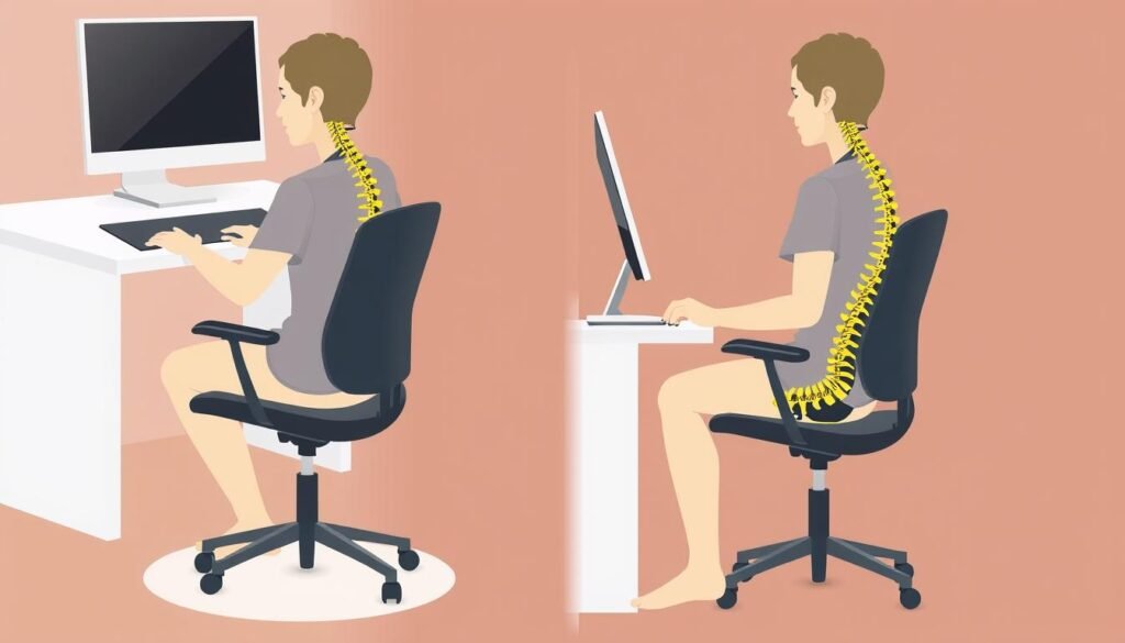 Ilustrasi postur tubuh yang benar saat duduk untuk penderita skoliosis ringan Ilustrasi postur tubuh yang benar saat duduk untuk penderita skoliosis ringan