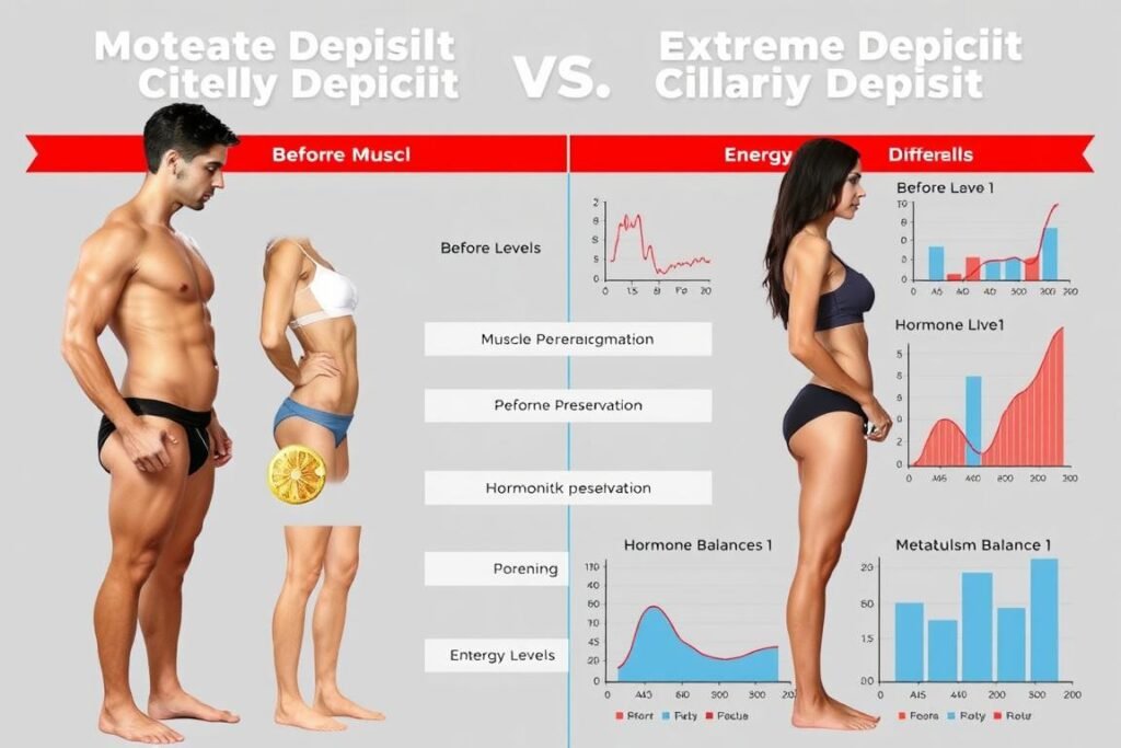 Perbandingan defisit kalori moderat vs ekstrem untuk strategi pembentukan otot dan pembakaran lemak Perbandingan defisit kalori moderat vs ekstrem untuk strategi pembentukan otot dan pembakaran lemak